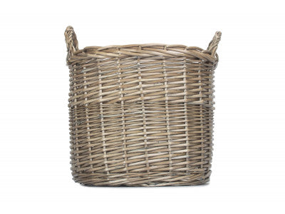 MEDIUM ROUND STRAIGHT-SIDED WICKER LOG / STORAGE BASKET
