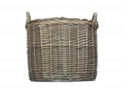 LARGE ROUND STRAIGHT-SIDED WICKER LOG / STORAGE BASKET