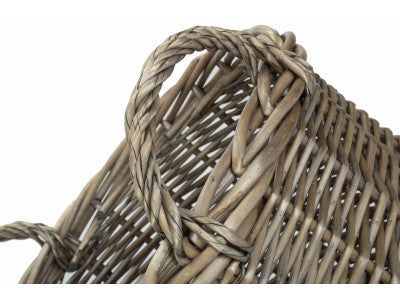 LARGE ROUND STRAIGHT-SIDED WICKER LOG / STORAGE BASKET