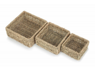 SQUARE SEAGRASS TRAY SET 3