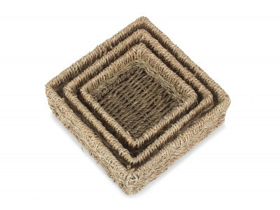 SQUARE SEAGRASS TRAY SET 3