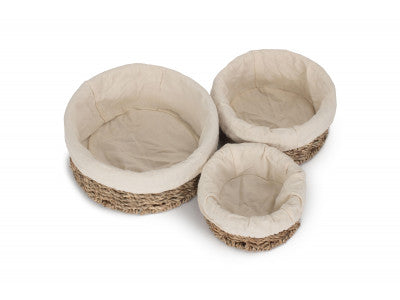 LINED ROUND SEAGRASS SMALL TRAY
