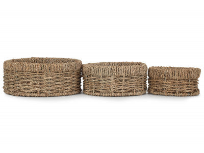 ROUND SEAGRASS SMALL TRAY SET 3