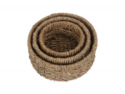ROUND SEAGRASS SMALL TRAY SET 3