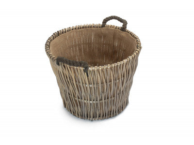 ROUND GREY LOG BASKET