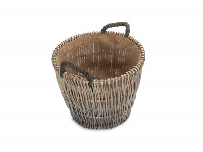 SMALL ROUND GREY LOG BASKET