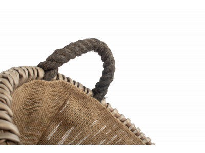 SMALL ROUND GREY LOG BASKET