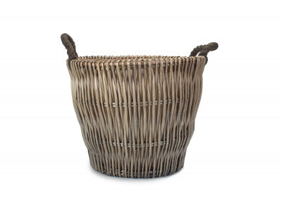 SMALL ROUND GREY LOG BASKET