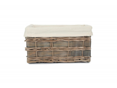 SMALL GREY SCANDI STORAGE BASKET with WHITE LINING