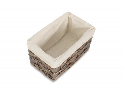 SMALL GREY SCANDI STORAGE BASKET with WHITE LINING