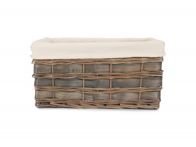 LARGE GREY SCANDI STORAGE BASKET with WHITE LINING