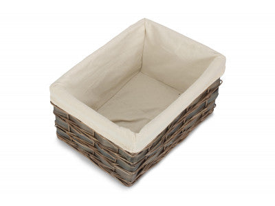 LARGE GREY SCANDI STORAGE BASKET with WHITE LINING