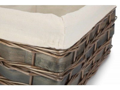 LARGE GREY SCANDI STORAGE BASKET with WHITE LINING