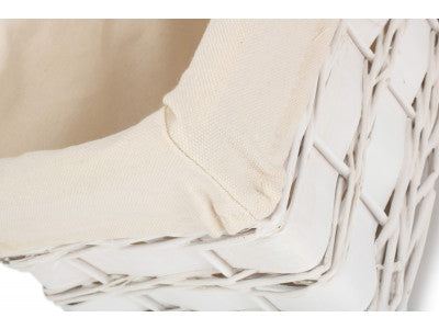 SMALL WHITE SCANDI STORAGE BASKET with WHITE LINING