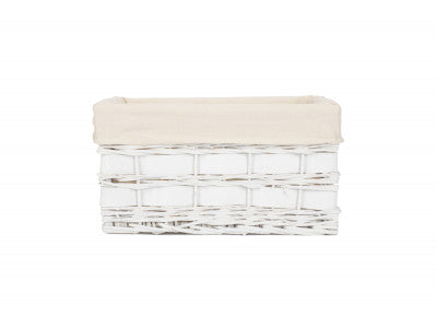 MEDIUM WHITE SCANDI STORAGE BASKET with WHITE LINING