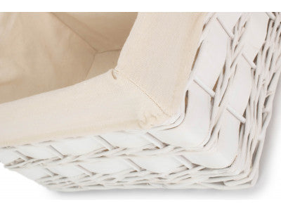 MEDIUM WHITE SCANDI STORAGE BASKET with WHITE LINING