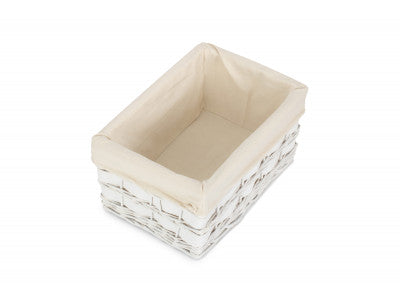 MEDIUM WHITE SCANDI STORAGE BASKET with WHITE LINING