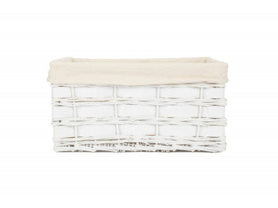 LARGE WHITE SCANDI STORAGE BASKET with WHITE LINING