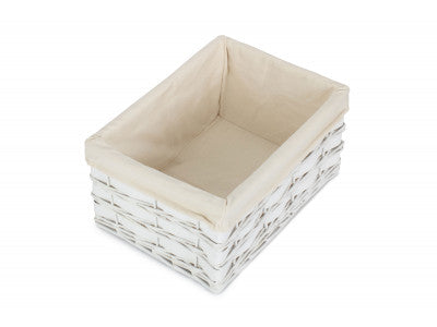 LARGE WHITE SCANDI STORAGE BASKET with WHITE LINING
