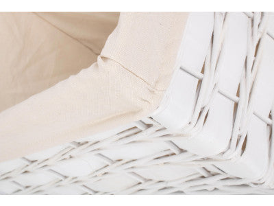 LARGE WHITE SCANDI STORAGE BASKET with WHITE LINING