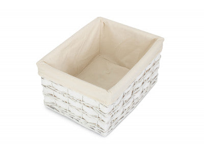 EXTRA LARGE WHITE SCANDI STORAGE BASKET with WHITE LINING