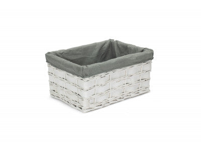 LARGE WHITE SCANDI STORAGE BASKET with GREY SAGE LINING