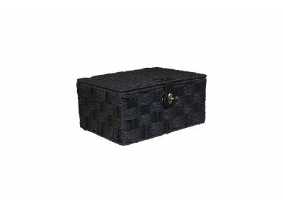MEDIUM BLACK PAPER ROPE HAMPER