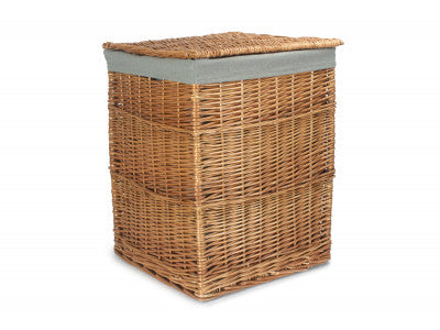 LIGHT STEAMED LARGE SQUARE LAUNDRY BASKET with GREY SAGE LINING