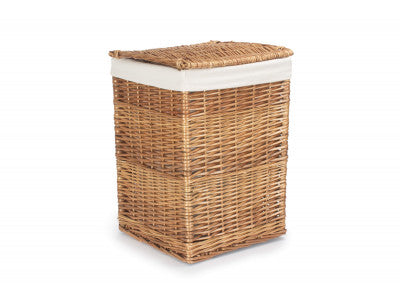 LIGHT STEAMED SMALL SQUARE LAUNDRY BASKET with WHITE LINING