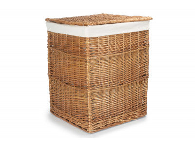 LIGHT STEAMED LARGE SQUARE LAUNDRY BASKET with WHITE LINING