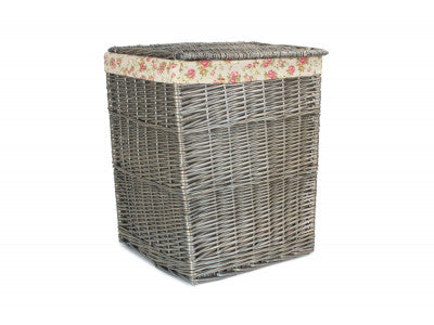 LARGE SQUARE LAUNDRY BASKET with GARDEN ROSE LINING