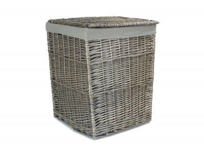 LARGE SQUARE LAUNDRY BASKET with GREY SAGE LINING