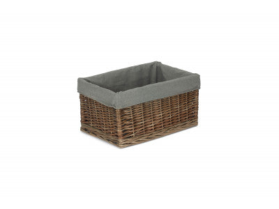 MEDIUM ANTIQUE WASH STORAGE BASKET with GREY SAGE LINING