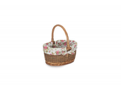SIZE 1 OVAL UNPEELED WILLOW SHOPPER with GARDEN ROSE LINING