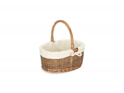 SIZE 2 OVAL UNPEELED WILLOW SHOPPER with WHITE LINING