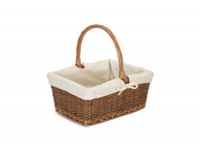 SIZE 3 RECTANGULAR UNPEELED WILLOW SHOPPER with WHITE LINING