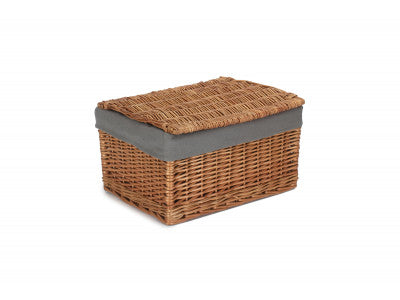 LARGE DOUBLE STEAMED STORAGE HAMPER with GREY SAGE LINING