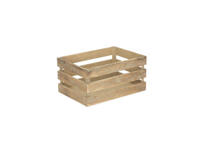MEDIUM OAK EFFECT SLATTED WOODEN CRATE