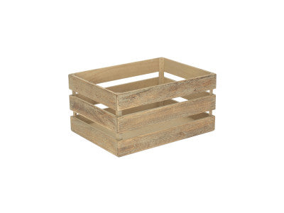 LARGE OAK EFFECT SLATTED WOODEN CRATE