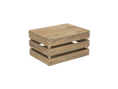 LARGE OAK EFFECT SLATTED WOODEN BOX