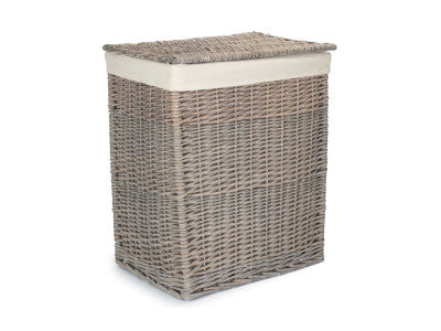 GREY WASH SLIM LAUNDRY HAMPER BASKET
