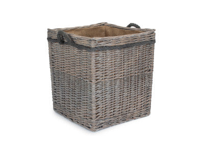 SIZE 2 GREY WASH SQUARE STORAGE BASKET