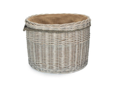 SIZE 3 GREY WASH ROUND STORAGE BASKET