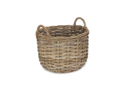SMALL CURVED BASE RATTAN LOG STORAGE BASKET
