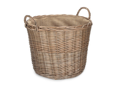 EXTRA LARGE CHESTNUT ROUND LINED LOG BASKET