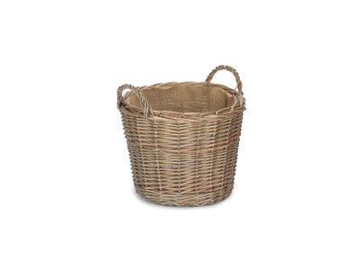 MEDIUM CHESTNUT ROUND LINED LOG BASKET