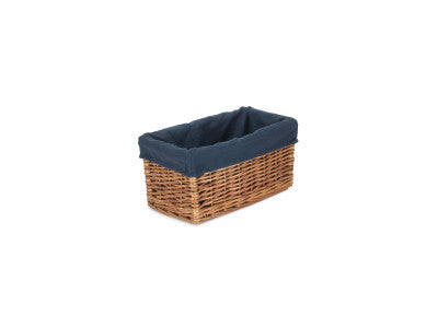 SMALL DOUBLE STEAMED STORAGE BASKET with NAVY BLUE LINING