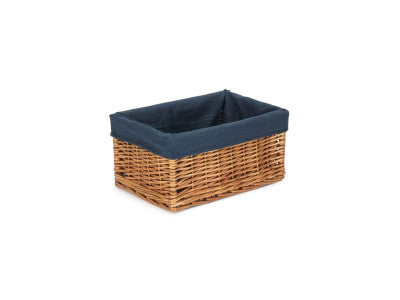 MEDIUM DOUBLE STEAMED STORAGE BASKET with NAVY BLUE LINING