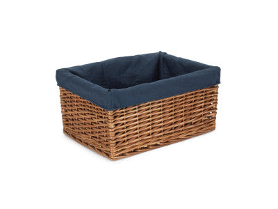 EXTRA LARGE DOUBLE STEAMED STORAGE BASKET with NAVY BLUE LINING
