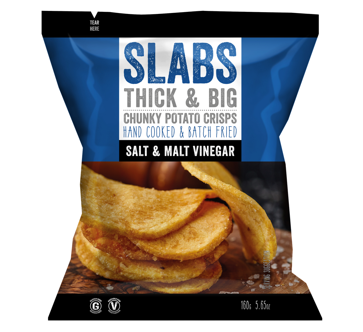 Slabs Salt & Malt Vinegar Chunky Crisps Sharing Bag (160g)